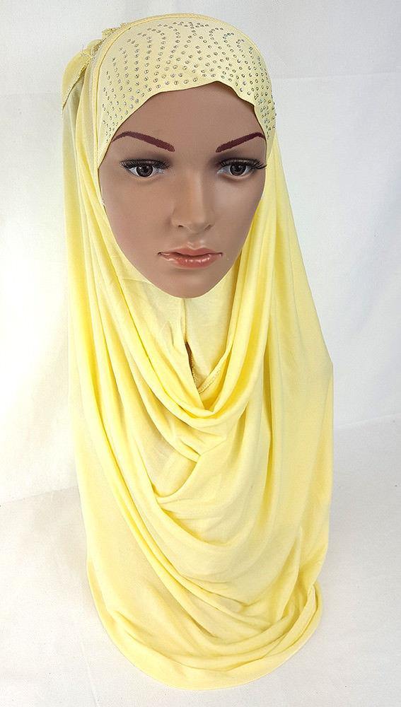 Pull-on Easy Muslim Hijab Fashion Islamic Scarf Viscose Ice Silk MLl061 - Arabian Shopping Zone