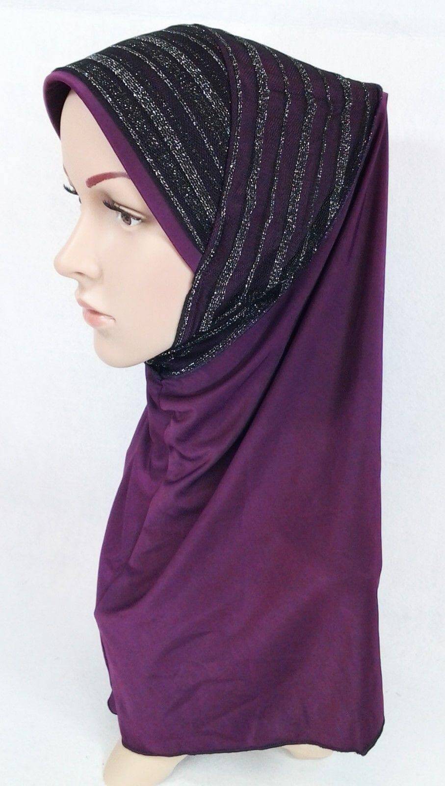 High Quality Viscose Lycra Lace Muslim Hijab Islamic Scarf Shawls Slip-on - Arabian Shopping Zone