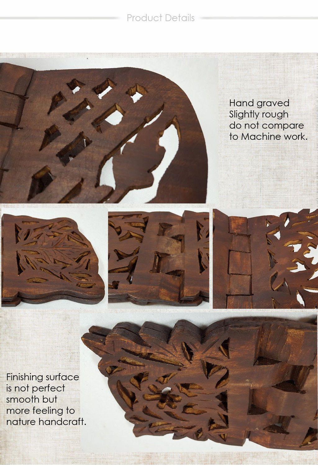11" Pakistan Wood Crafts Sheesham Book Holder/Carving Islamic Holy Quran Holder - Islamic Shop