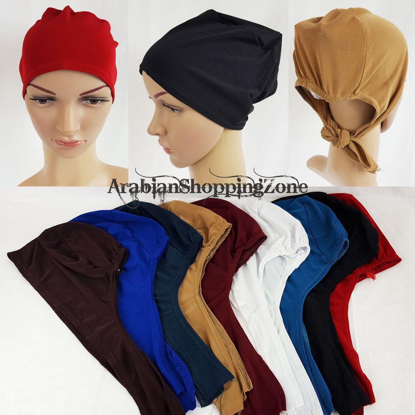Solid Stretch TieBack UnderHijab Muslim Inner Hijab HairLoss Islamic Underscarf - Arabian Shopping Zone