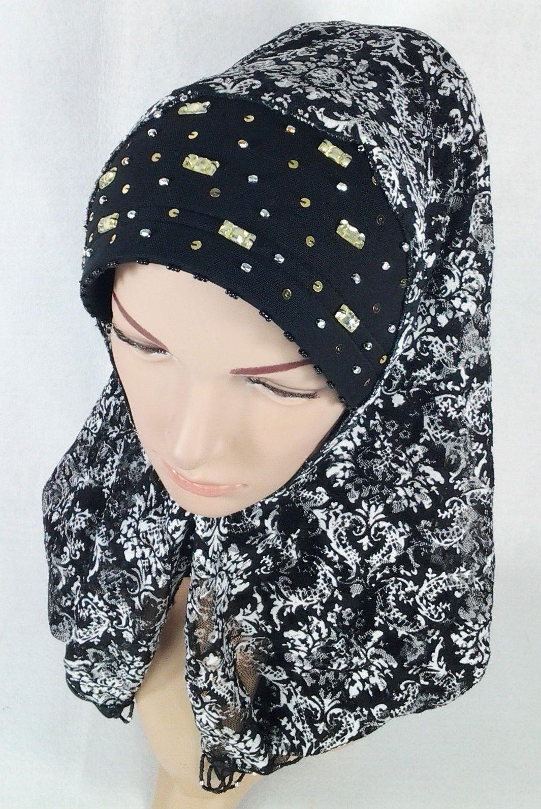 New Lace NET Yarn RhineStone Summer Hijab Islamic Cap Headwear Scarf Shawls - Arabian Shopping Zone