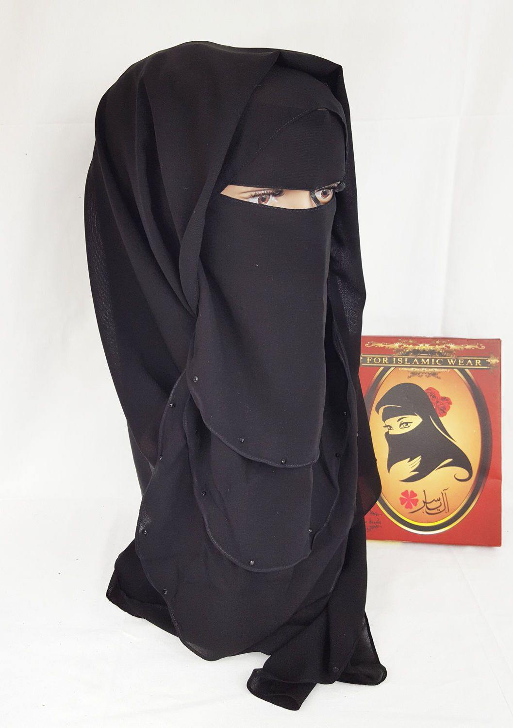 Premium Quality Women 2-PCS Black Niqab Scarf Set Collection image