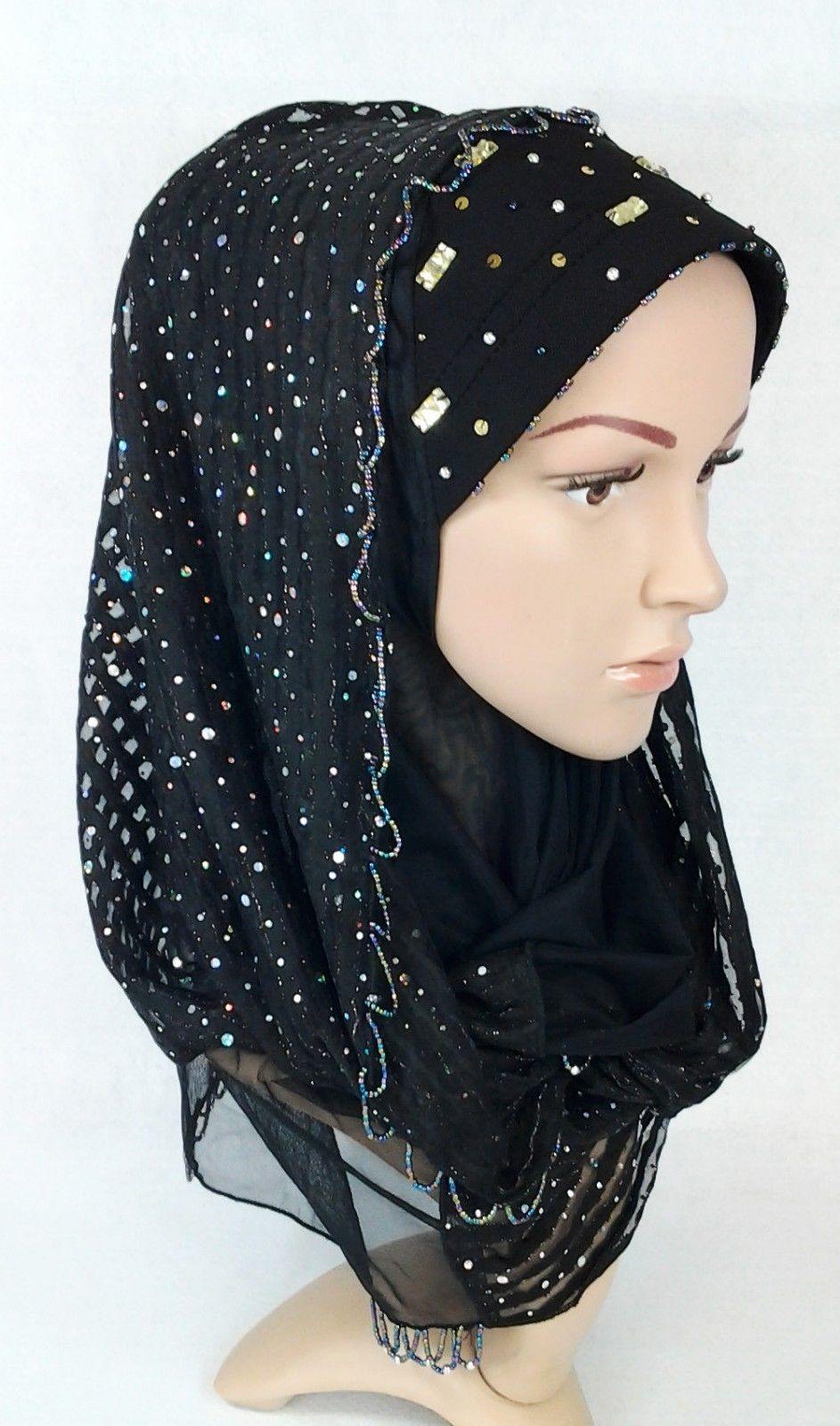 New Lace NET Yarn RhineStone Summer Hijab Islamic Cap Headwear Scarf Shawls - Arabian Shopping Zone