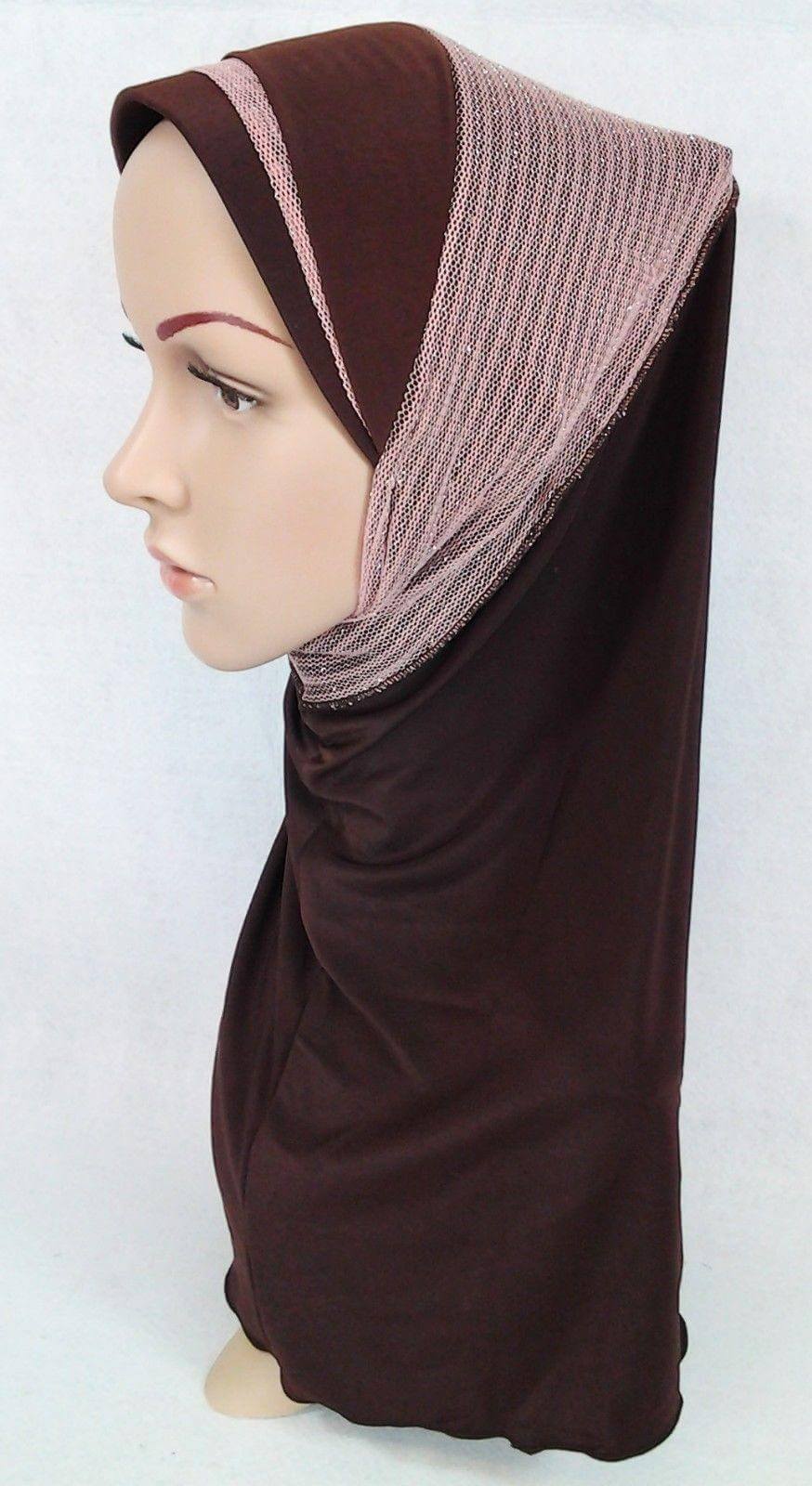 High Quality Viscose Lycra Lace Muslim Hijab Islamic Scarf Shawls Slip-on - Arabian Shopping Zone