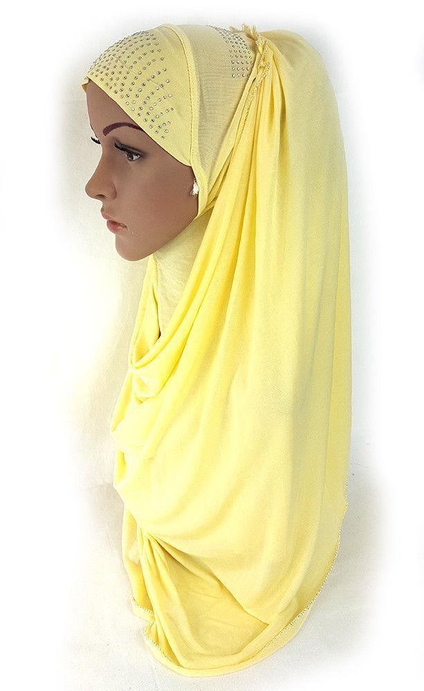 Pull-on Easy Muslim Hijab Fashion Islamic Scarf Viscose Ice Silk MLl061 - Arabian Shopping Zone