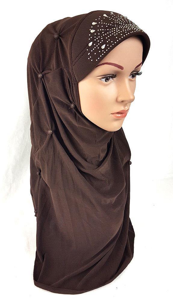 New Crystal Hemp Over Chest Hijab Muslim Scarf Islamic Amira Hijab 12-Color - Arabian Shopping Zone