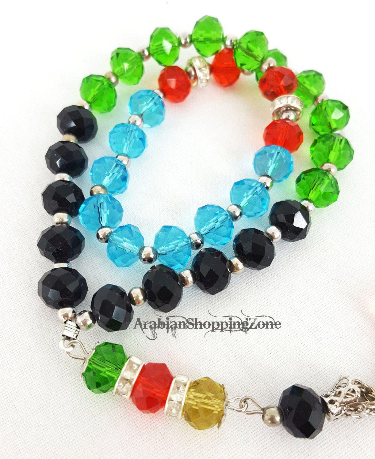 Islamic Salah 10mm Crystal Multi-Colored Prayer Beads 33 - Arabian Shopping Zone