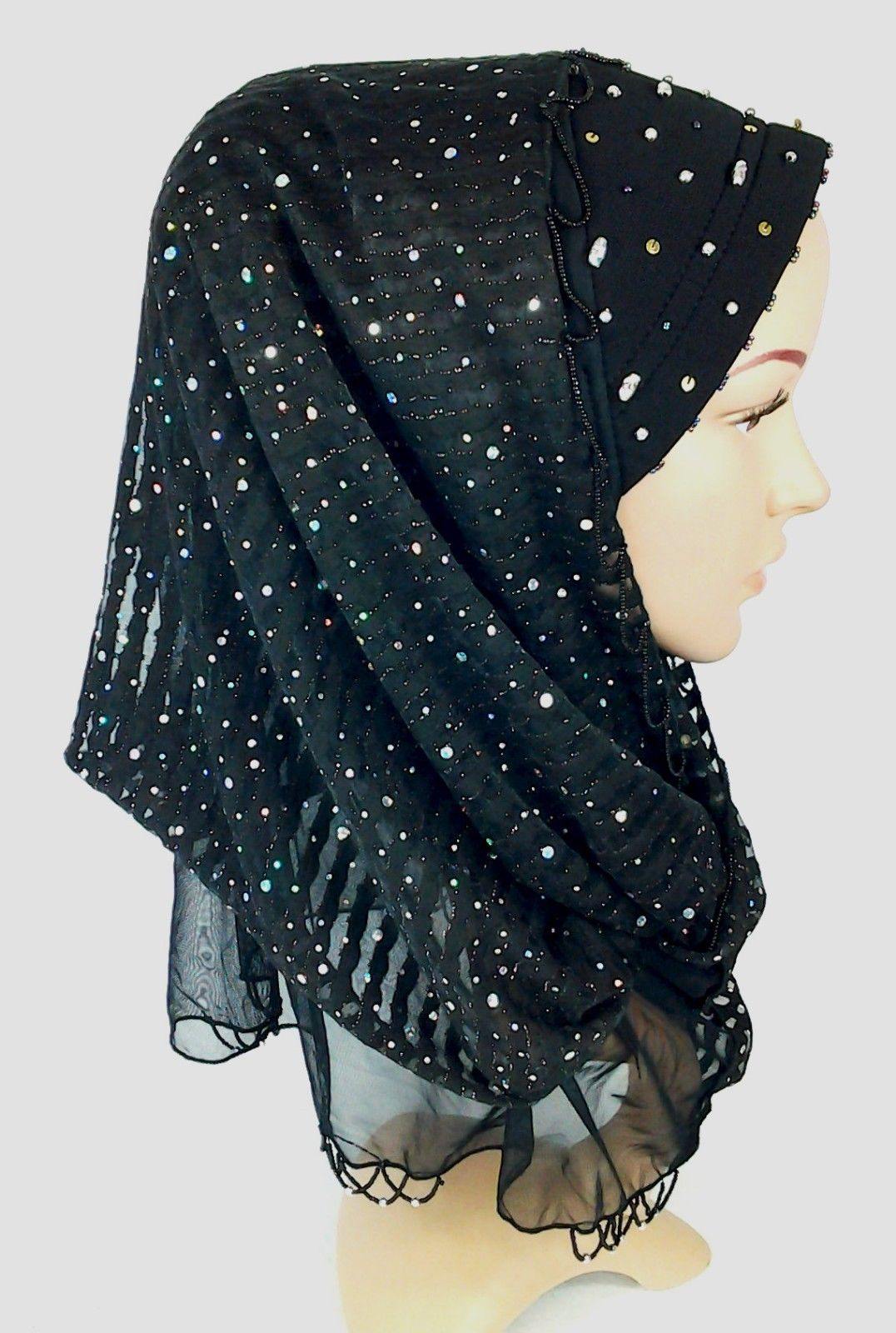 New Lace NET Yarn RhineStone Summer Hijab Islamic Cap Headwear Scarf Shawls - Arabian Shopping Zone
