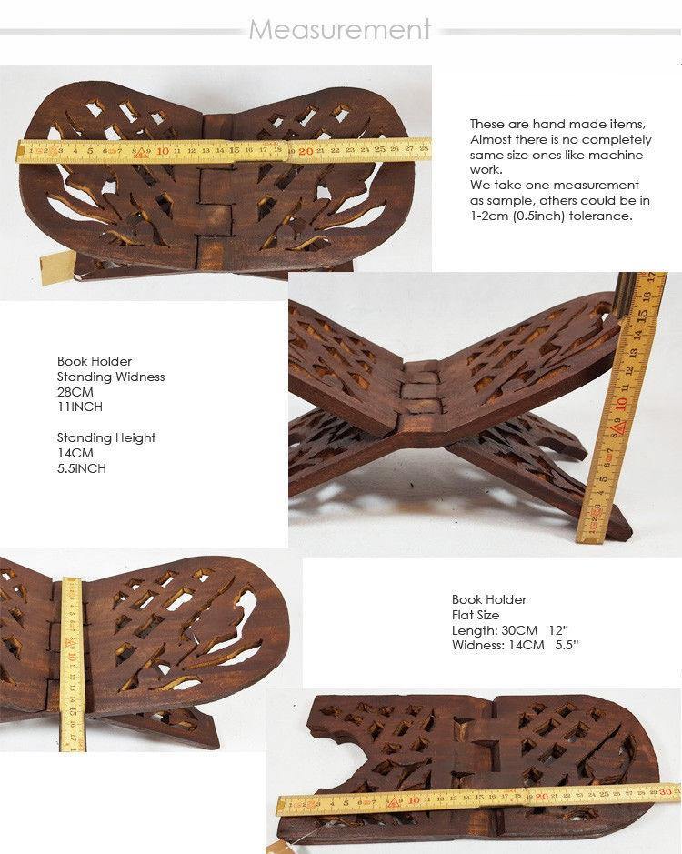 11" Pakistan Wood Crafts Sheesham Book Holder/Carving Islamic Holy Quran Holder - Islamic Shop