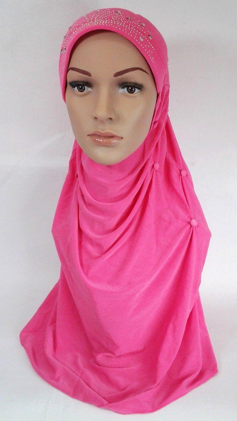 Crystal Hemp Over Chest Hijab Muslim Scarf Islamic Amira Hijab 12-Color - Arabian Shopping Zone