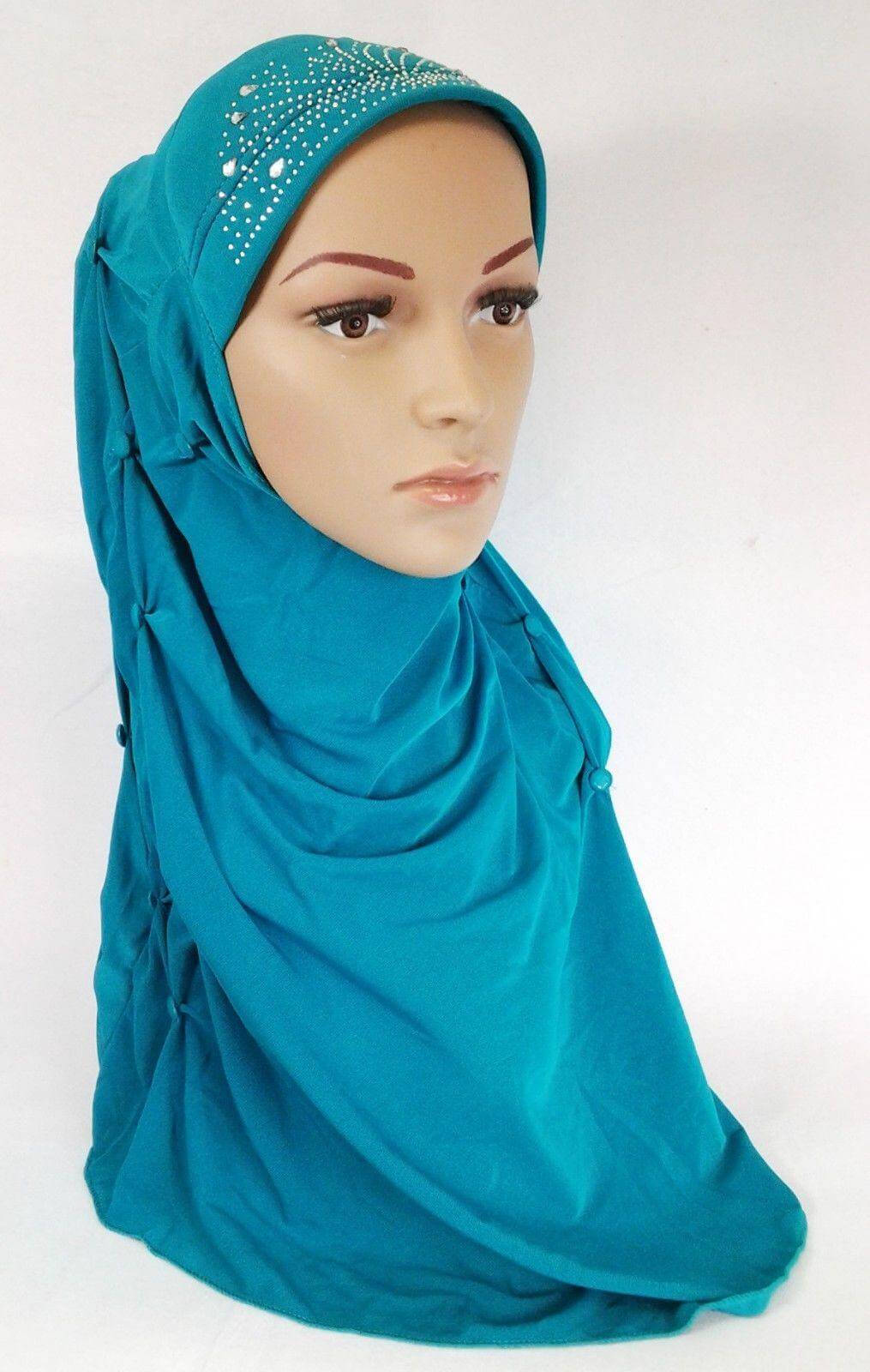 Crystal Hemp Over Chest Hijab Muslim Scarf Islamic Amira Hijab 12-Color - Arabian Shopping Zone