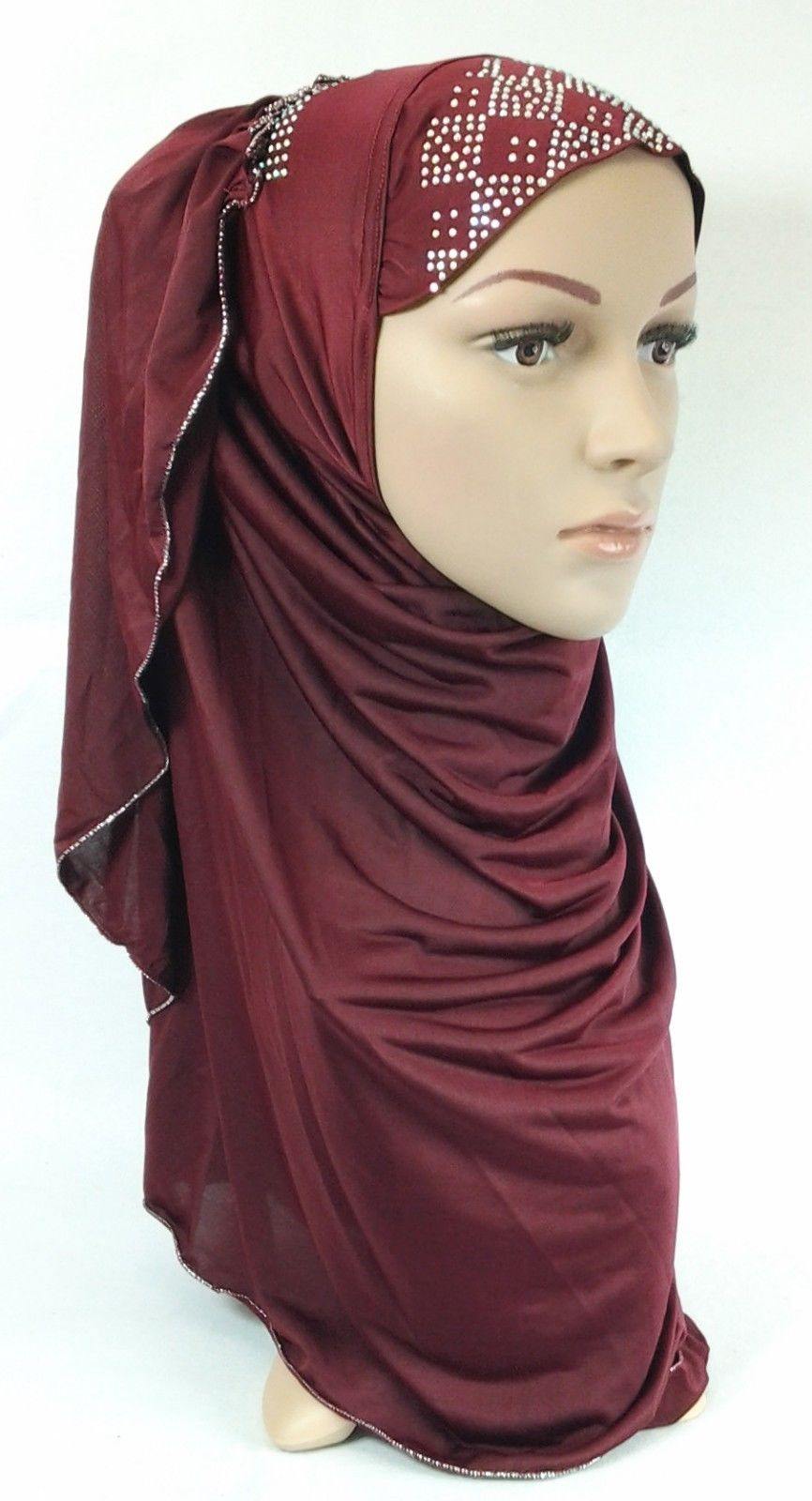 Pull-on Easy Muslim Hijab Fashion Islamic Scarf Viscose Ice Silk MLl061 - Arabian Shopping Zone