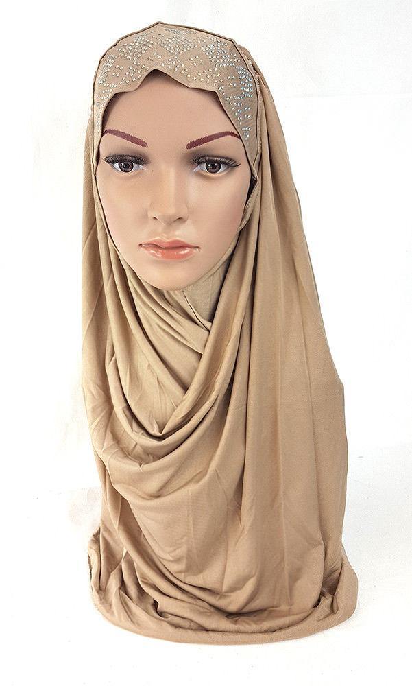 Pull-on Easy Muslim Hijab Fashion Islamic Scarf Viscose Ice Silk MLl061 - Arabian Shopping Zone