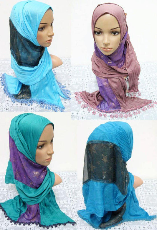 Wavy Women's Muslim Scarves Shawl Wrap Hijab - Arabian Shopping Zone