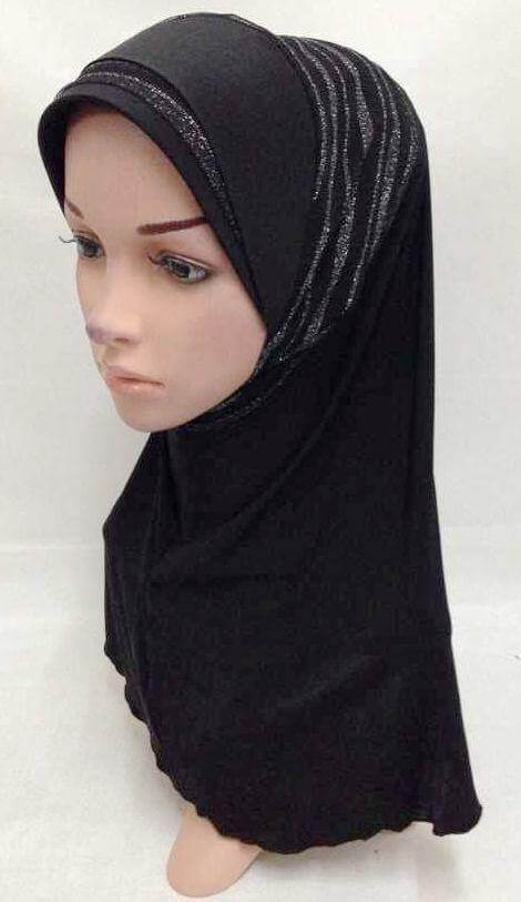 Viscose Ice Silk Lace Black Muslim Hijab Islamic Scarf Shawls - Arabian Shopping Zone