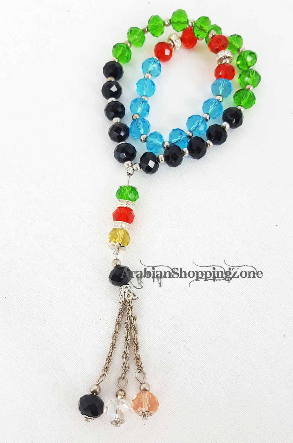 Islamic Salah 10mm Crystal Multi-Colored Prayer Beads 33 - Arabian Shopping Zone