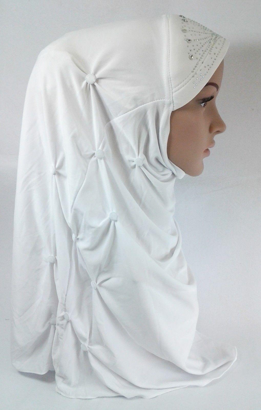 Crystal Hemp Over Chest Hijab Muslim Scarf Islamic Amira Hijab 12-Color - Arabian Shopping Zone