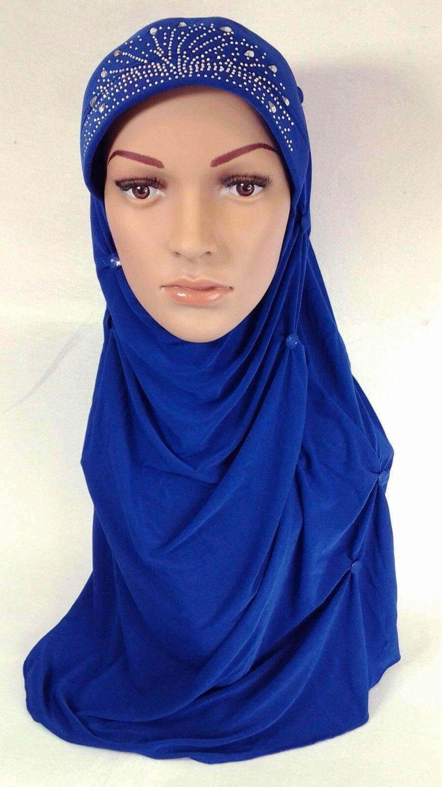 Crystal Hemp Over Chest Hijab Muslim Scarf Islamic Amira Hijab 12-Color - Arabian Shopping Zone