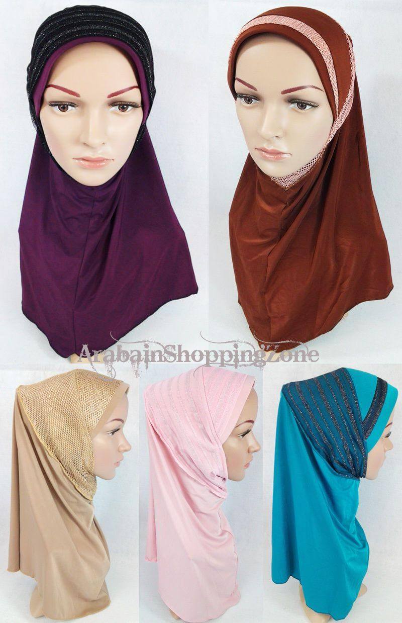 High Quality Viscose Lycra Lace Muslim Hijab Islamic Scarf Shawls Slip-on - Arabian Shopping Zone