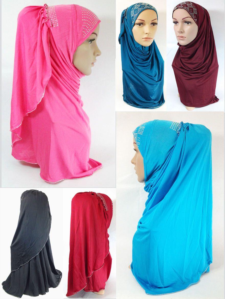 Pull-on Easy Muslim Hijab Fashion Islamic Scarf Viscose Ice Silk MLl061 - Arabian Shopping Zone