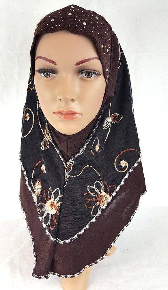 Lace Crystal Hemp Muslim Girl Amira Hijab Islamic Scarf Shawls Perfect Teenagers - Arabian Shopping Zone