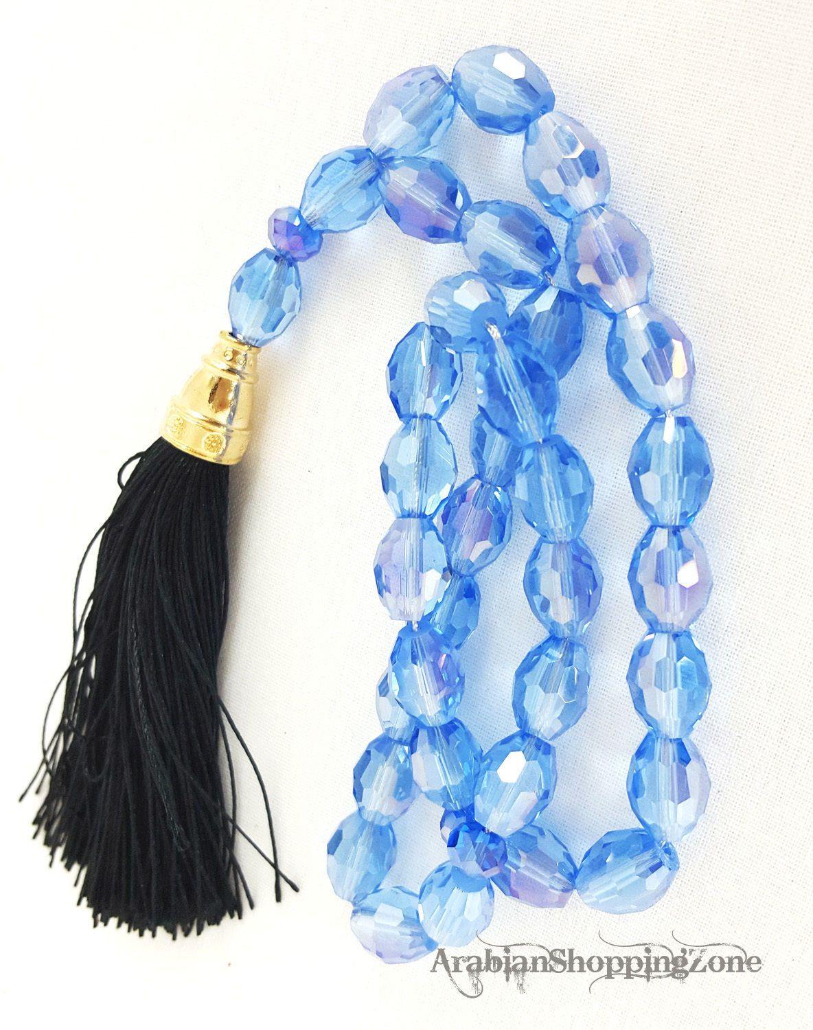 Islamic Salah 12mm Sapphire Crystal Prayer Beads 33 Mesbaha - Arabian Shopping Zone