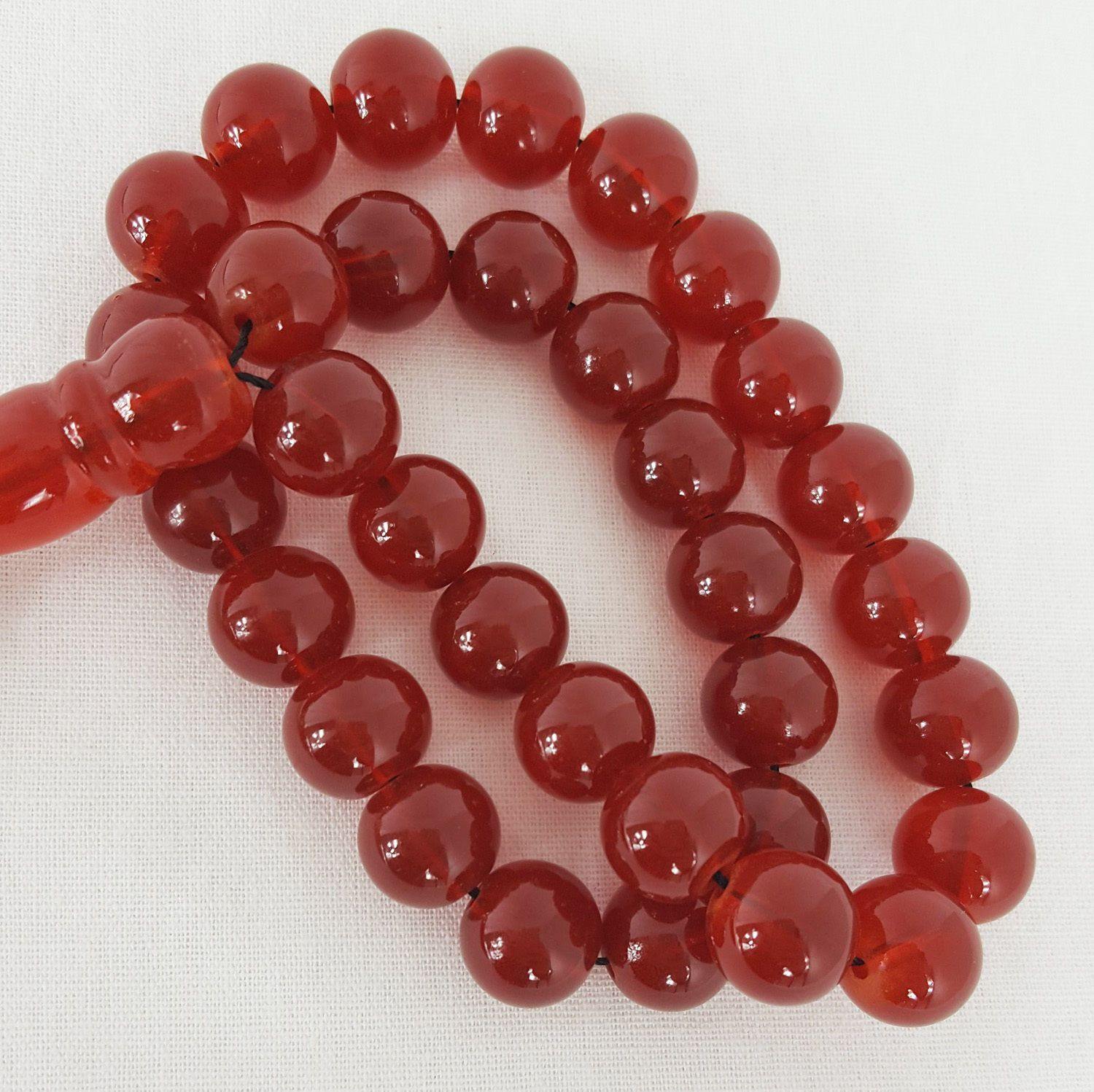 Islamic Salah 12mm Black/Red Gemstone Prayer Beads 33 Misbaha Tasbih Sibha - Arabian Shopping Zone