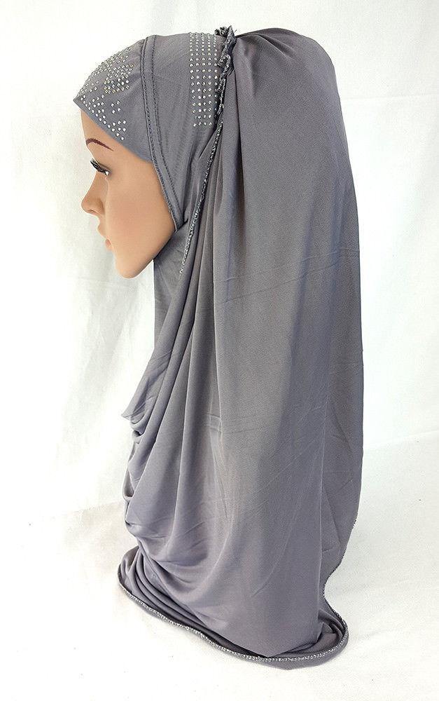 Pull-on Easy Muslim Hijab Fashion Islamic Scarf Viscose Ice Silk MLl061 - Arabian Shopping Zone