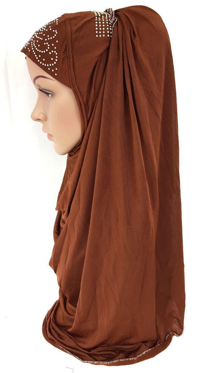 Pull-on Easy Muslim Hijab Fashion Islamic Scarf Viscose Ice Silk MLl061 - Arabian Shopping Zone