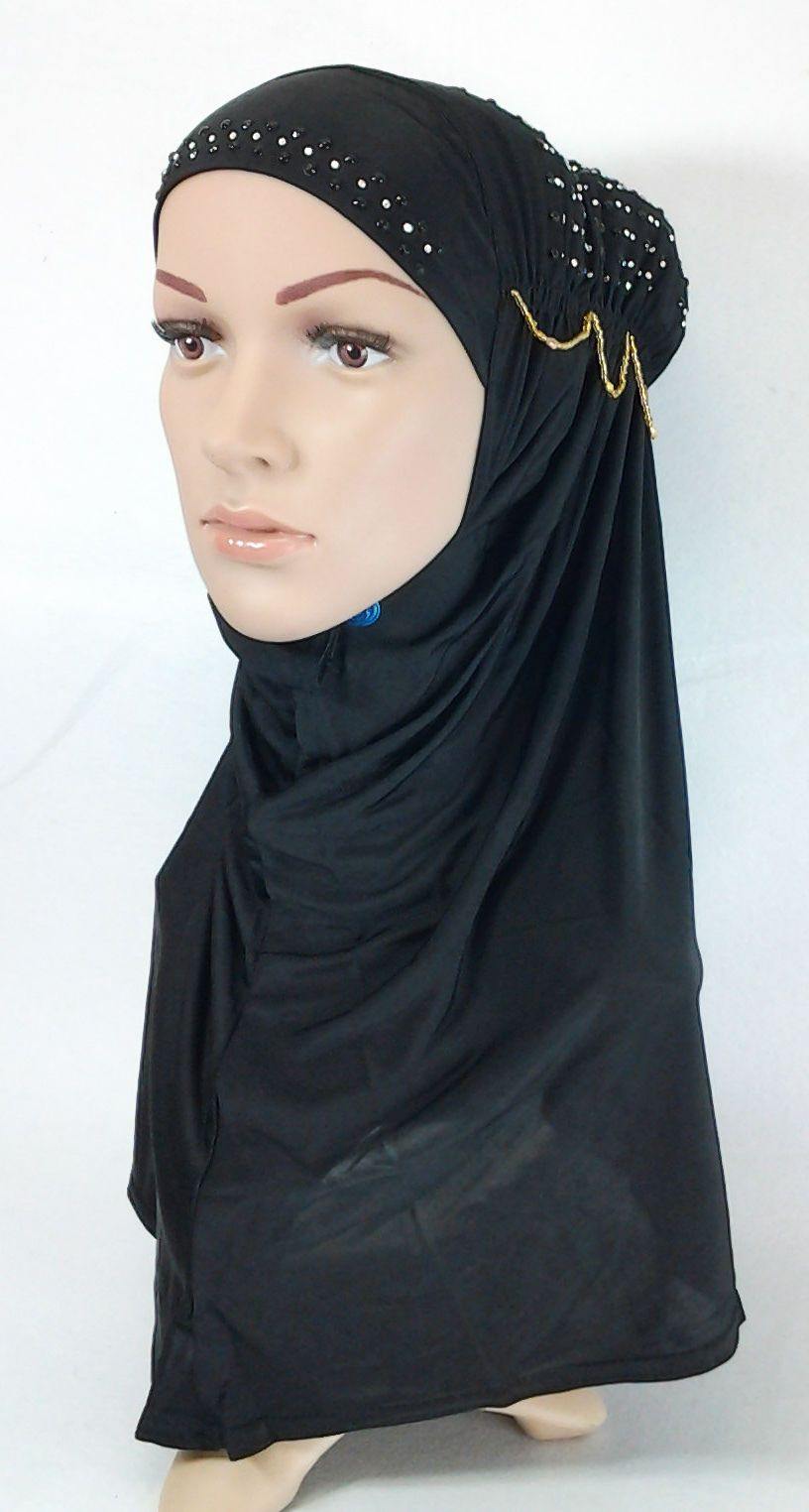 Viscose Ice Silk RhineStone Hijab Muslim Scraf Islamic Amira ASZ089B - Arabian Shopping Zone