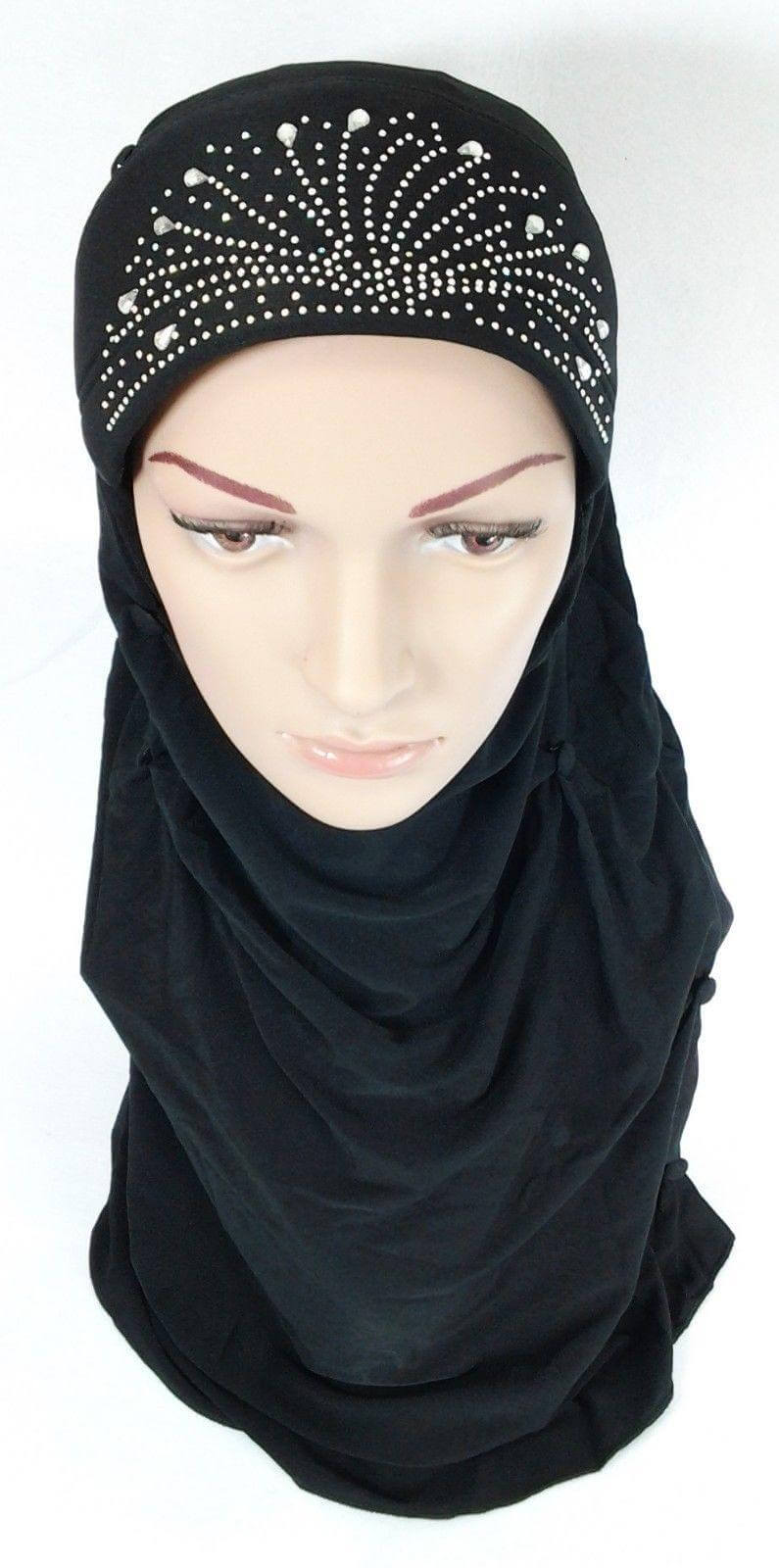 New Crystal Hemp Over Chest Hijab Muslim Scarf Islamic Amira Hijab 12-Color - Arabian Shopping Zone