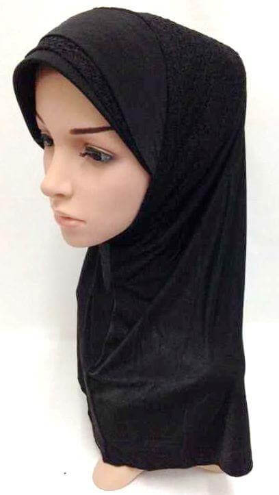 Viscose Ice Silk Lace Black Muslim Hijab Islamic Scarf Shawls - Arabian Shopping Zone