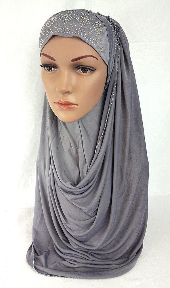 Pull-on Easy Muslim Hijab Fashion Islamic Scarf Viscose Ice Silk MLl061 - Arabian Shopping Zone