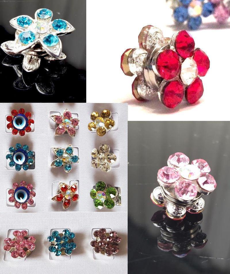 6 x Pinless Magnetic Pins for Hijab Scarves | Rhinestone Magnet Button /  Brooch [Style: Sunflower]