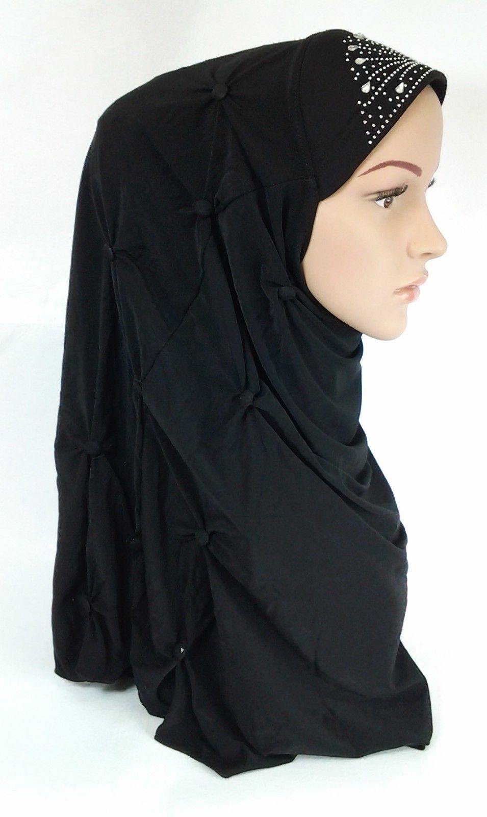 Crystal Hemp Over Chest Hijab Muslim Scarf Islamic Amira Hijab 12-Color - Arabian Shopping Zone