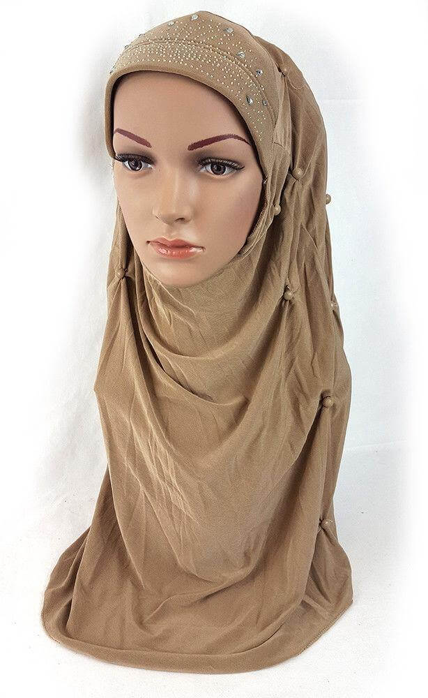 Crystal Hemp Over Chest Hijab Muslim Scarf Islamic Amira Hijab 12-Color - Arabian Shopping Zone