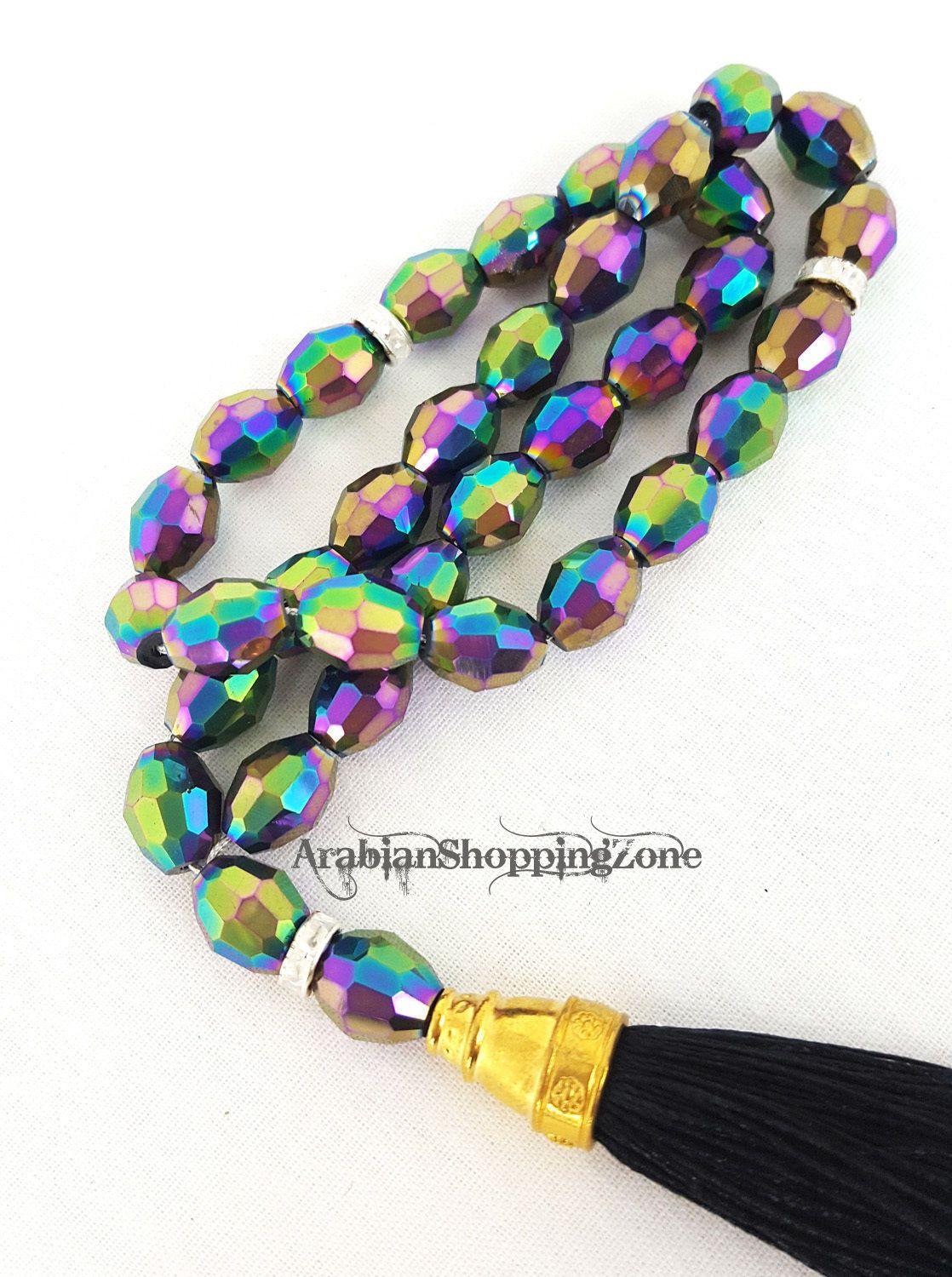 Islamic Salah 12mm Colorful Crystal Prayer Beads 33 - Arabian Shopping Zone
