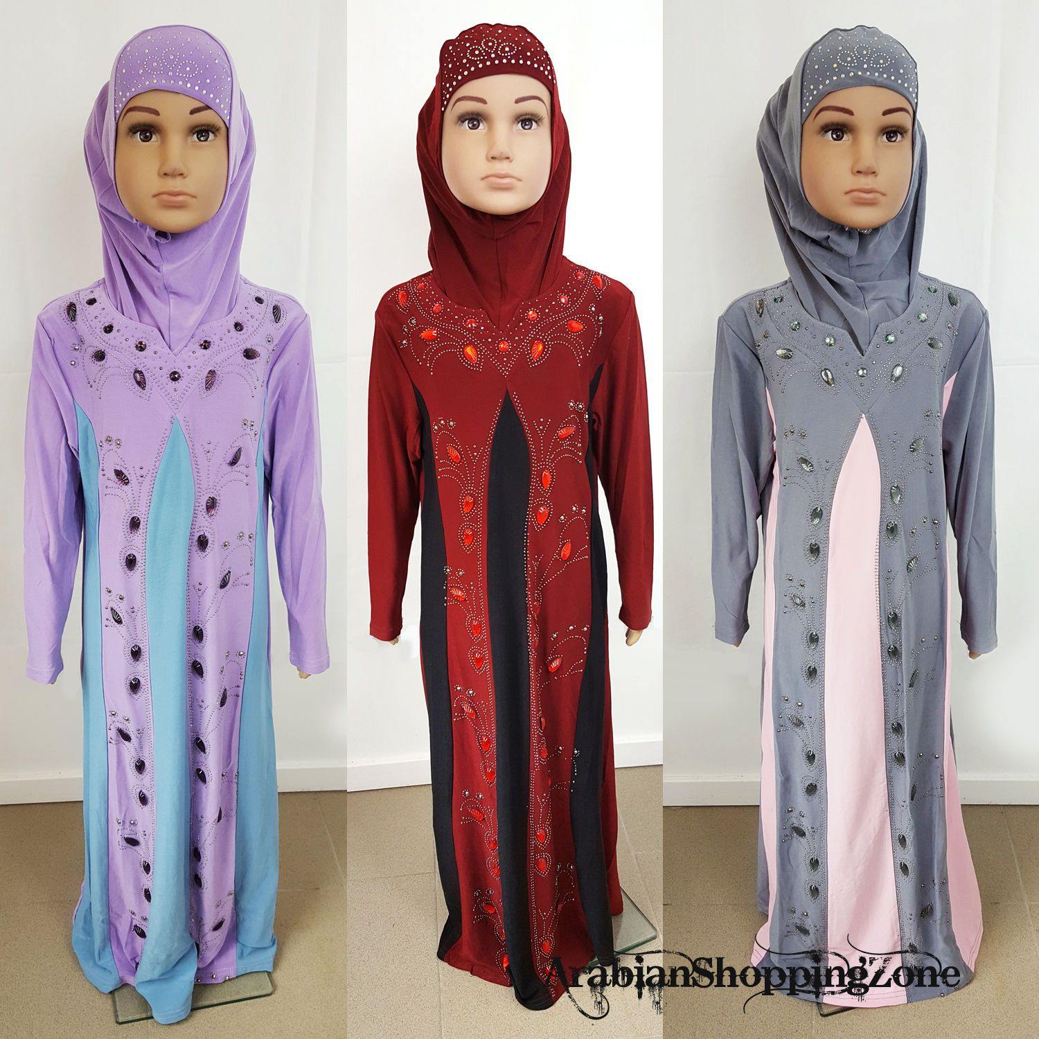 Girls Muslim Dress Kids Long Sleeve Abaya 2-12T - Arabian Shopping Zone