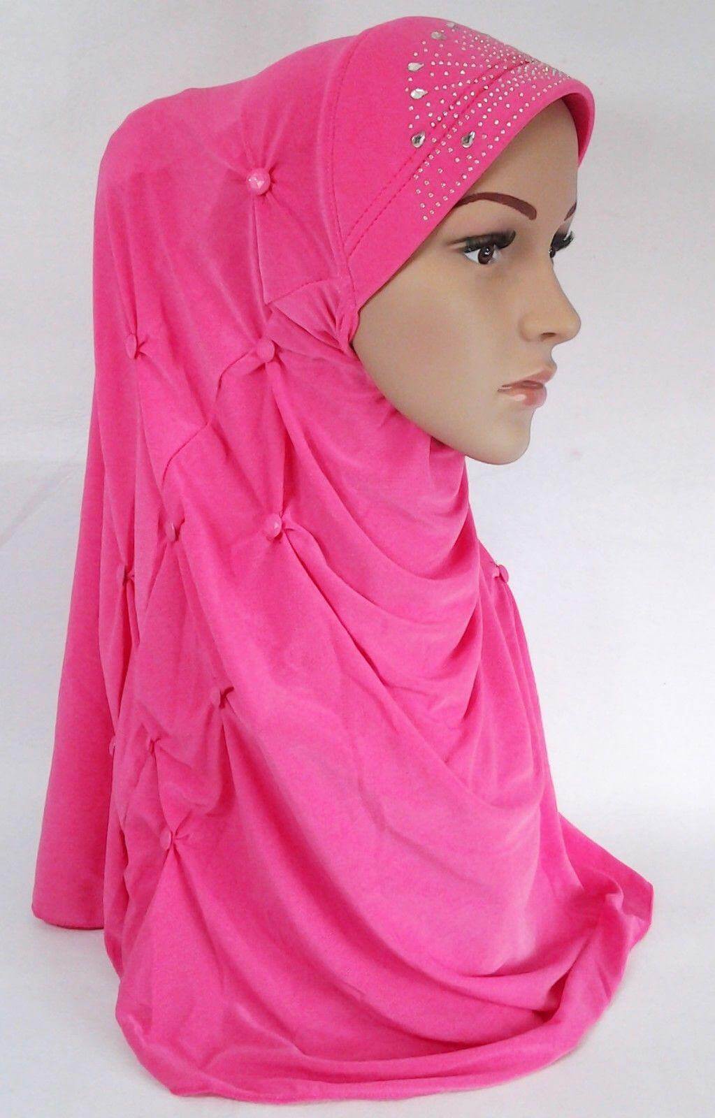 Crystal Hemp Over Chest Hijab Muslim Scarf Islamic Amira Hijab 12-Color - Arabian Shopping Zone