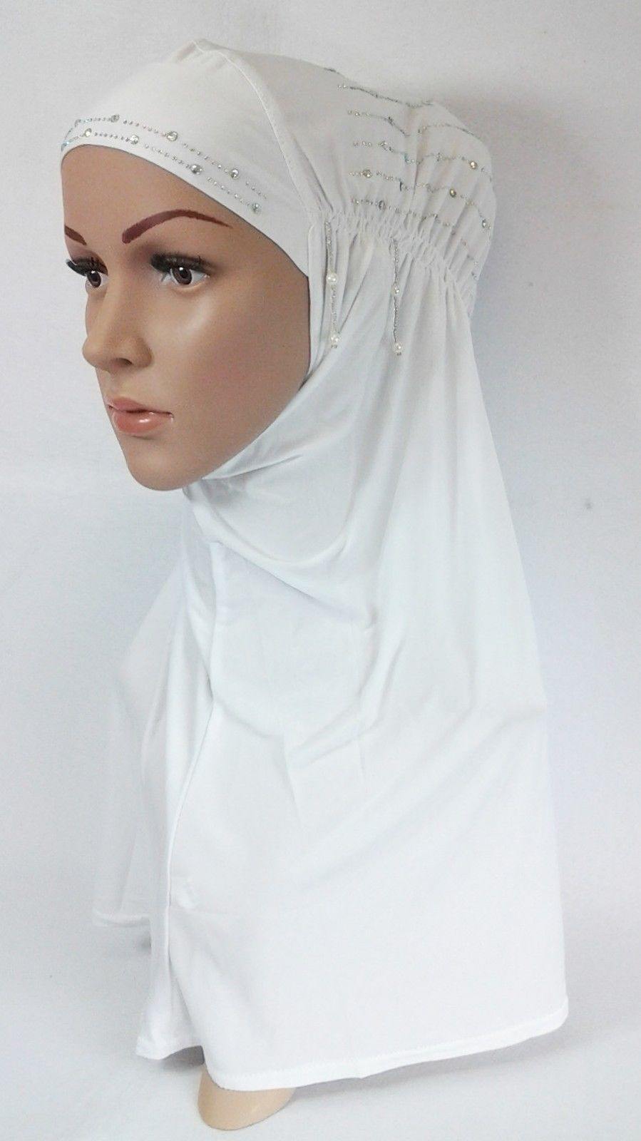 New Ice Silk RhineStone Hijab Islamic Caps Headwear Arab Scarf ASZ088 - Arabian Shopping Zone