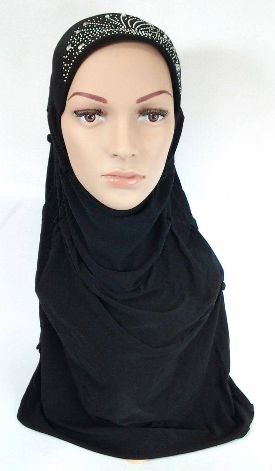 Crystal Hemp Over Chest Hijab Muslim Scarf Islamic Amira Hijab 12-Color - Arabian Shopping Zone