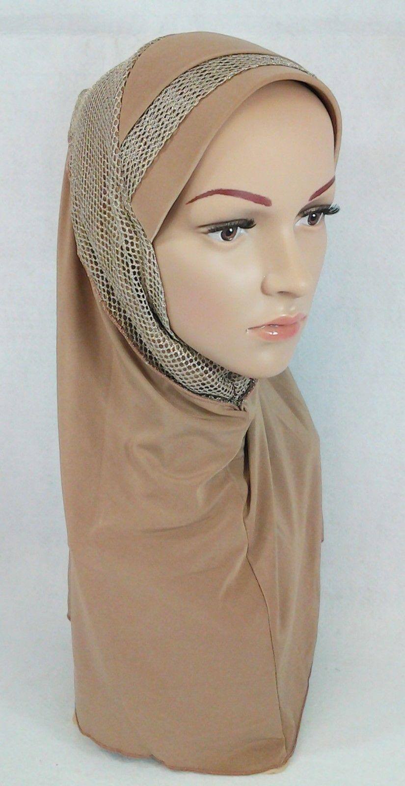 High Quality Viscose Lycra Lace Muslim Hijab Islamic Scarf Shawls Slip-on - Arabian Shopping Zone