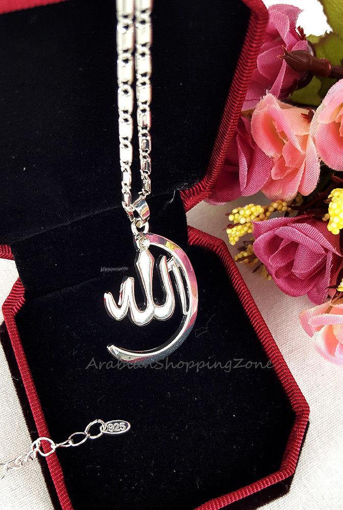 Allah Name Pendant Necklace For Women Silver-Gold Color Zirconia - Islamic Shop