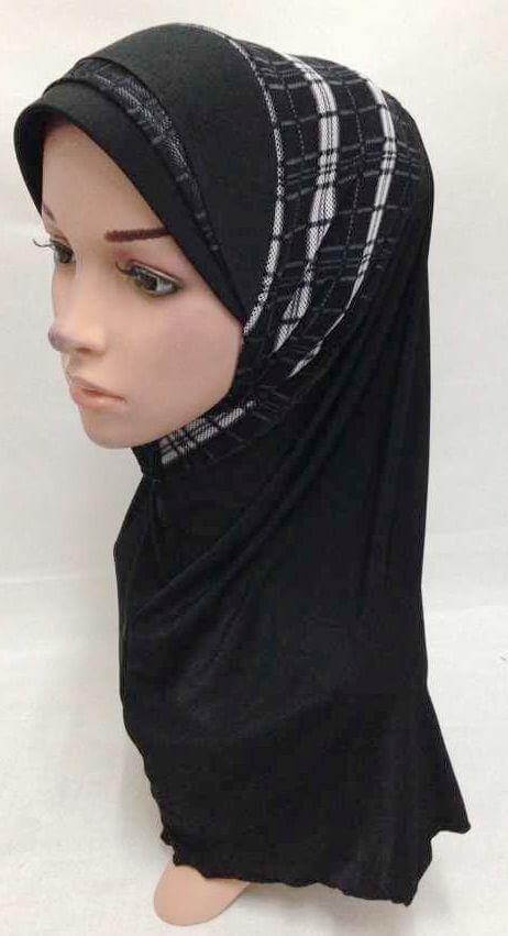 Viscose Ice Silk Lace Black Muslim Hijab Islamic Scarf Shawls - Arabian Shopping Zone