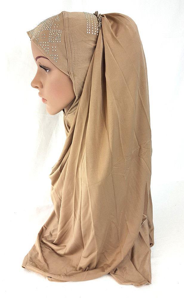 Pull-on Easy Muslim Hijab Fashion Islamic Scarf Viscose Ice Silk MLl061 - Arabian Shopping Zone