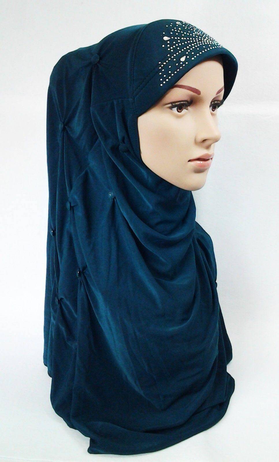 Crystal Hemp Over Chest Hijab Muslim Scarf Islamic Amira Hijab 12-Color - Arabian Shopping Zone