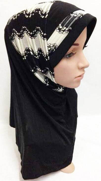 Viscose Ice Silk Lace Black Muslim Hijab Islamic Scarf Shawls - Arabian Shopping Zone