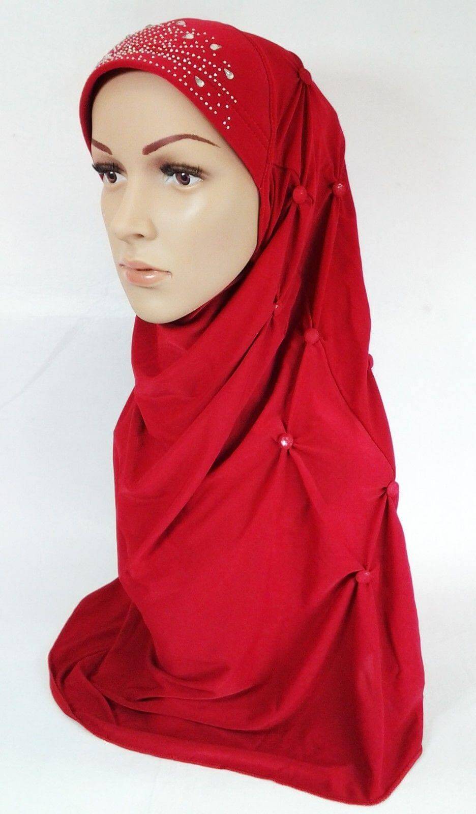 Crystal Hemp Over Chest Hijab Muslim Scarf Islamic Amira Hijab 12-Color - Arabian Shopping Zone