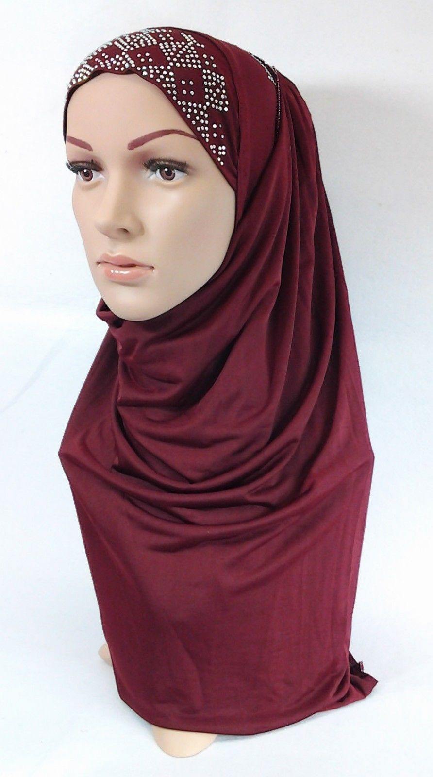 Pull-on Easy Muslim Hijab Fashion Islamic Scarf Viscose Ice Silk MLl061 - Arabian Shopping Zone