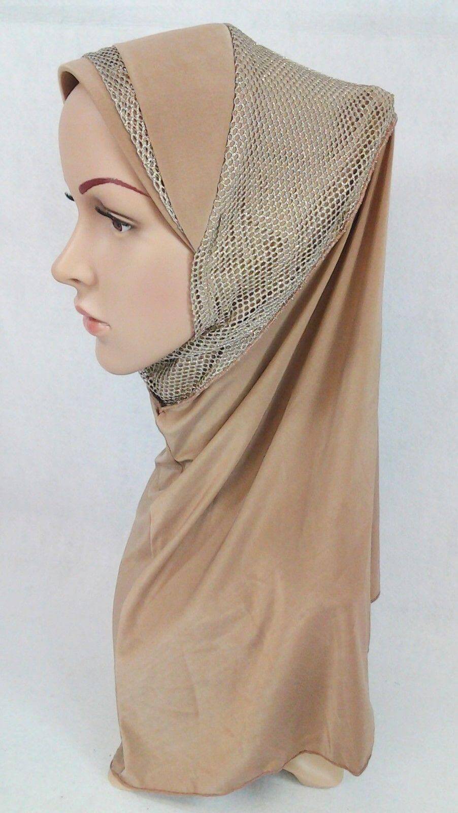 High Quality Viscose Lycra Lace Muslim Hijab Islamic Scarf Shawls Slip-on - Arabian Shopping Zone